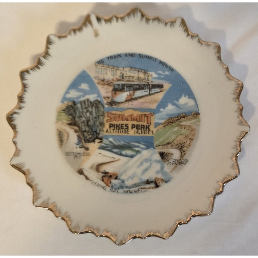 SUMMIT PIKES PEAK Souvenir Miniature Mini Plate Bottomless Pit Switchbacks